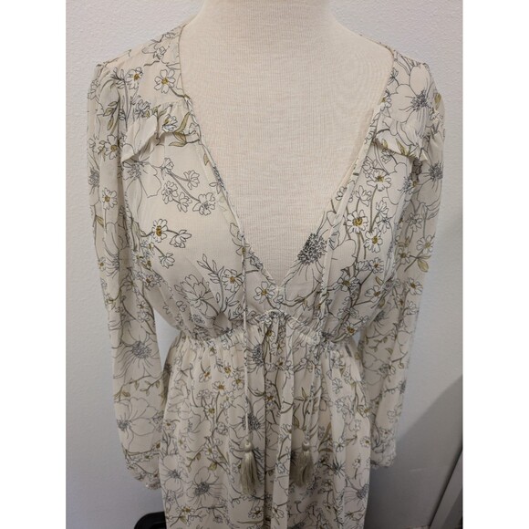 Lovestitch Ivory Floral High Low Sheer Midi Babydoll Dress sz M Bridal Romantic - Picture 6 of 11